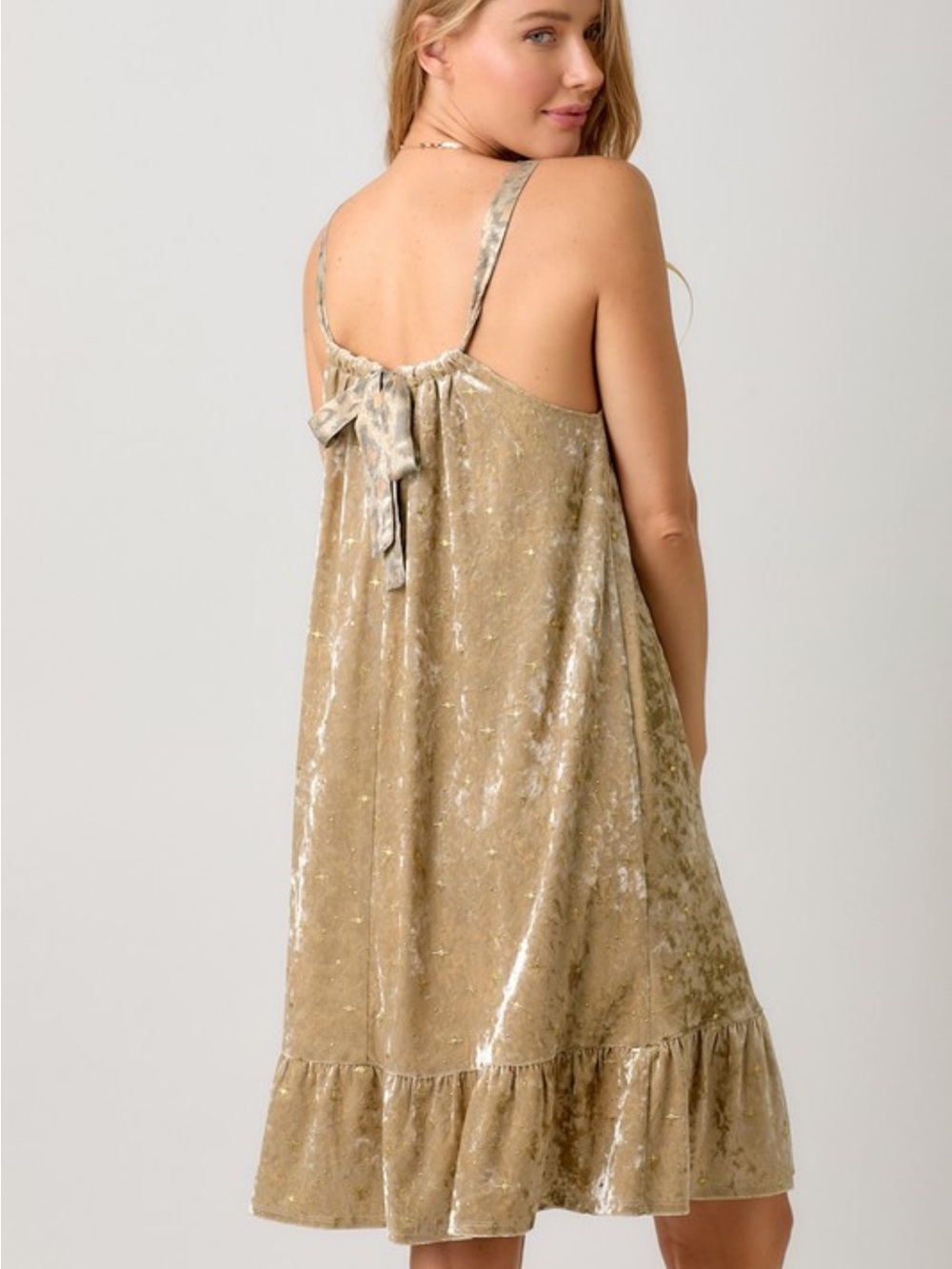 Tie Strap Velvet Dress - Picture 5 of 7